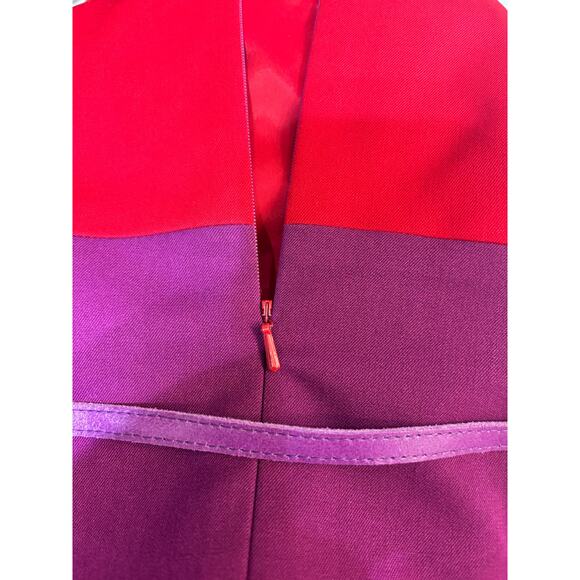 Black Halo dress red and purple with belt size 6Jackie-O asymmetric neck - Picture 10 of 11